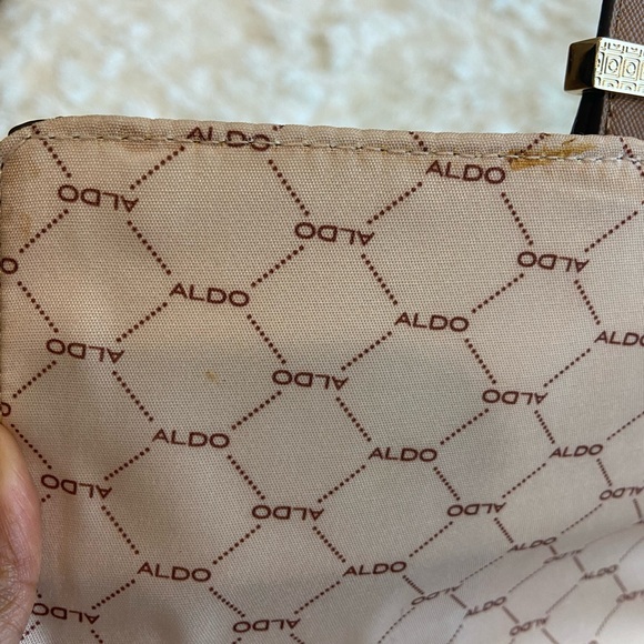 Aldo Animal print Elegant Tan and Brown Handbag with Scarf Accent - Picture 4 of 6